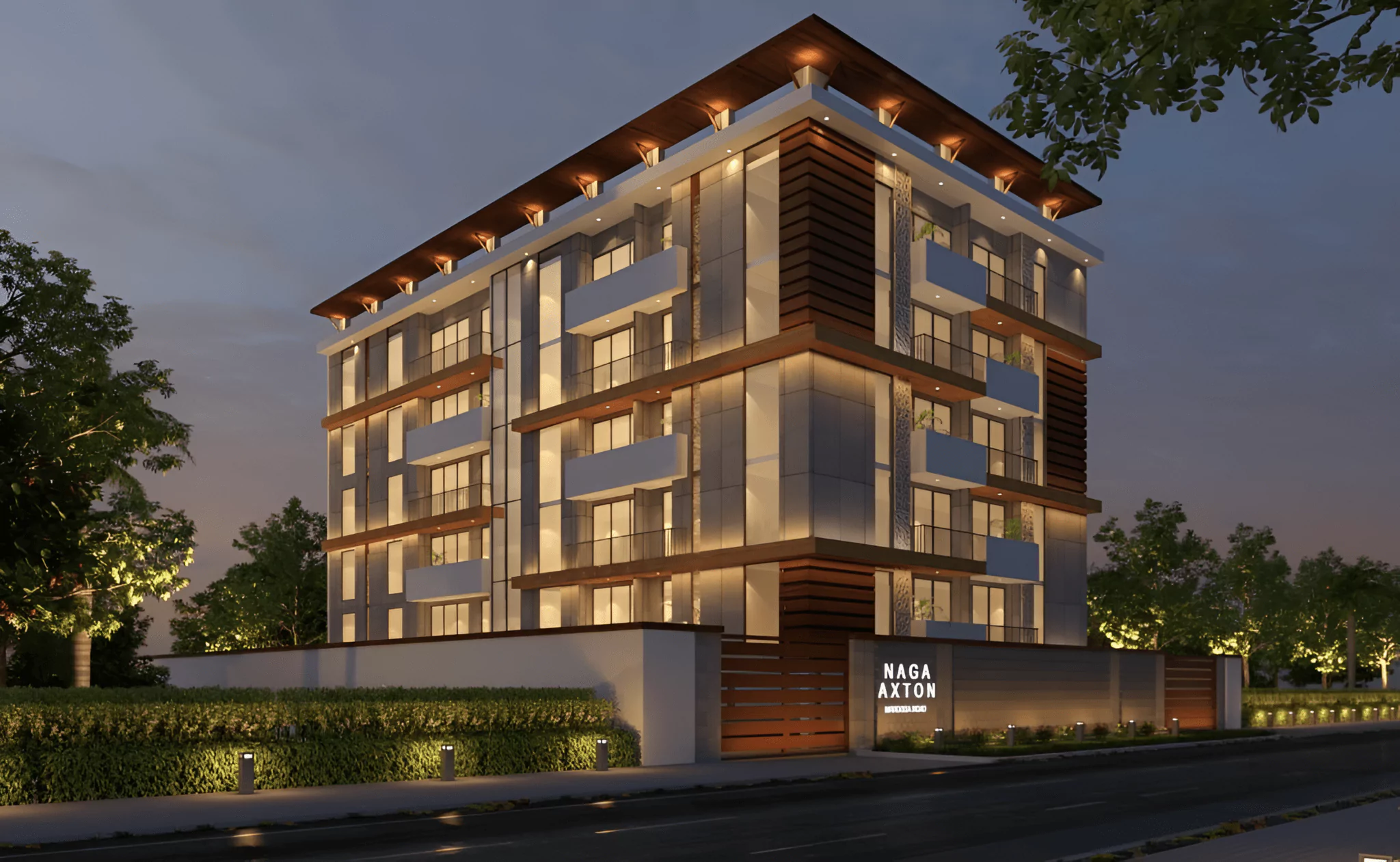 The Axton architectural facade — 3 BHK in Malleshwaram, Bangalore by Naga Constructions
