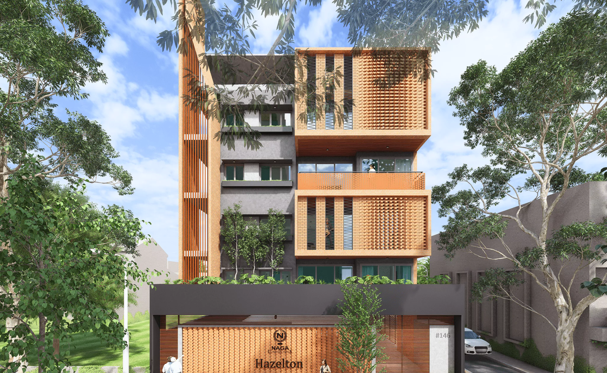 The Hazelton architectural facade — 3 BHK in Malleshwaram, Bangalore by Naga Constructions